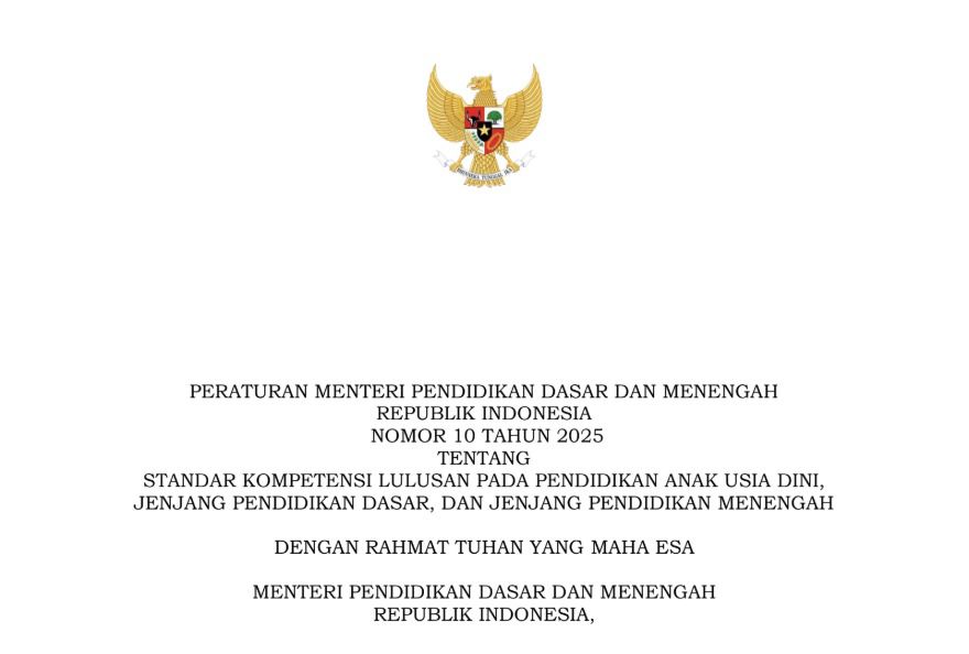 Peraturan Menteri Pendidikan Dasar dan Menengah No 10 Tahun 2025 - Sahabat PTK