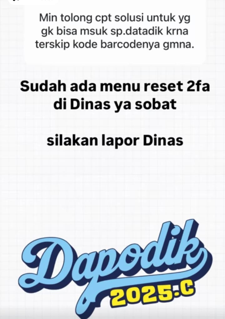 Solusi Reset 2FA di SP.Datadik Gagal!