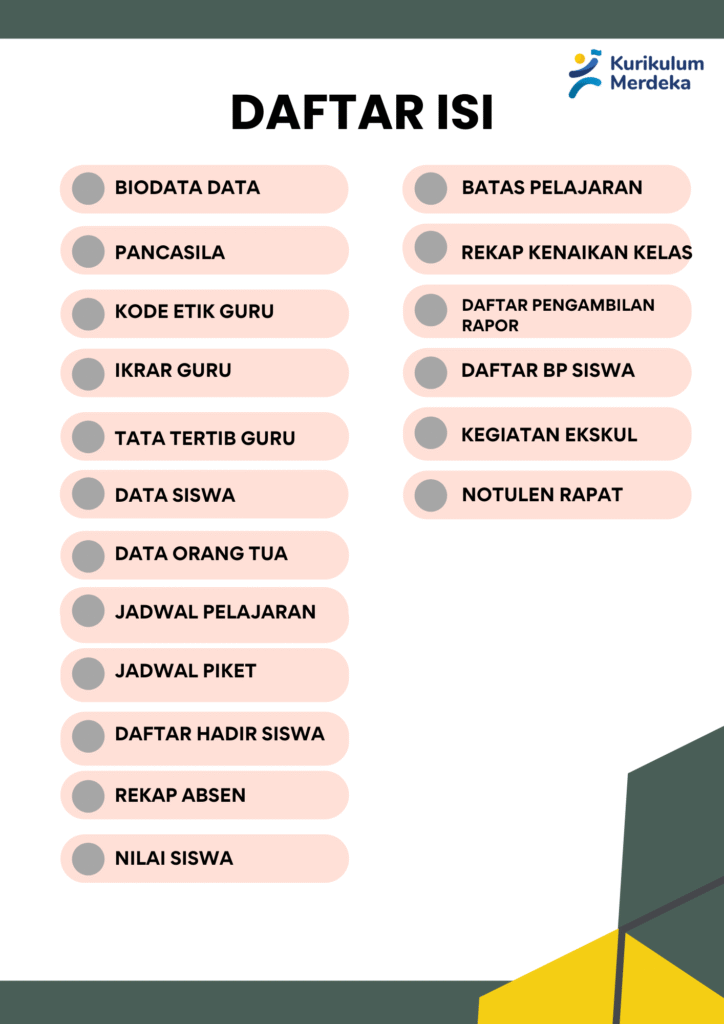 Download File Template Administrasi Kelas Lengkap (Kertas A4) by Sahabat Guru Hebat